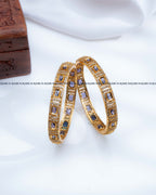 Violet emerald cut AD stone antique gold bangles set of 2, RARUS Jewels