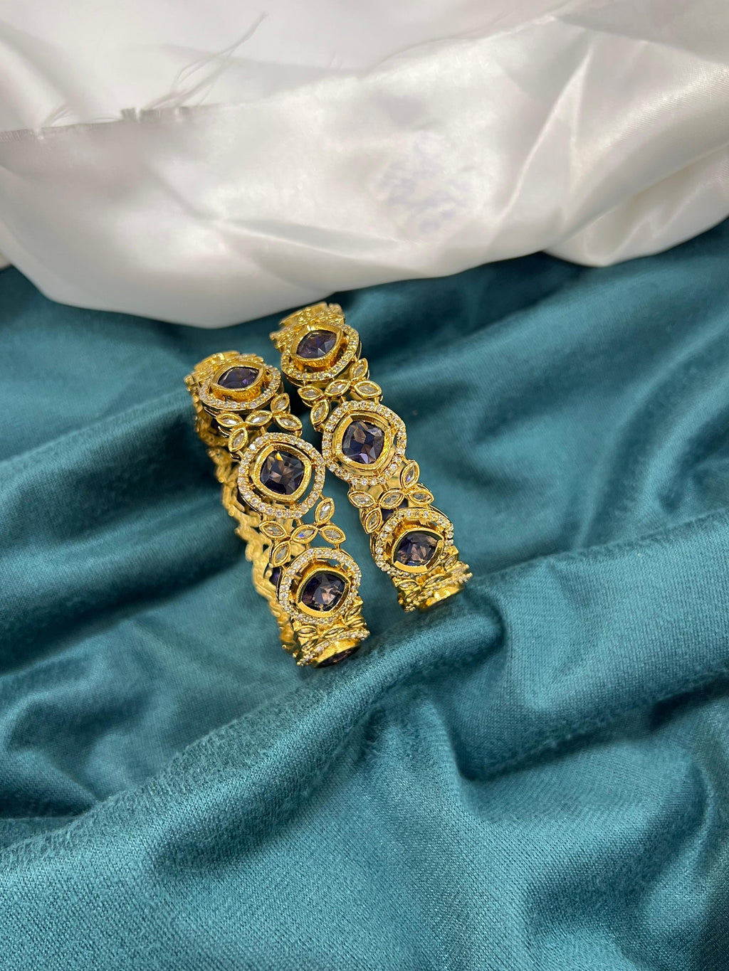 Premium Cutwork Stone Bangles Set of 2 | RARUS Jewels