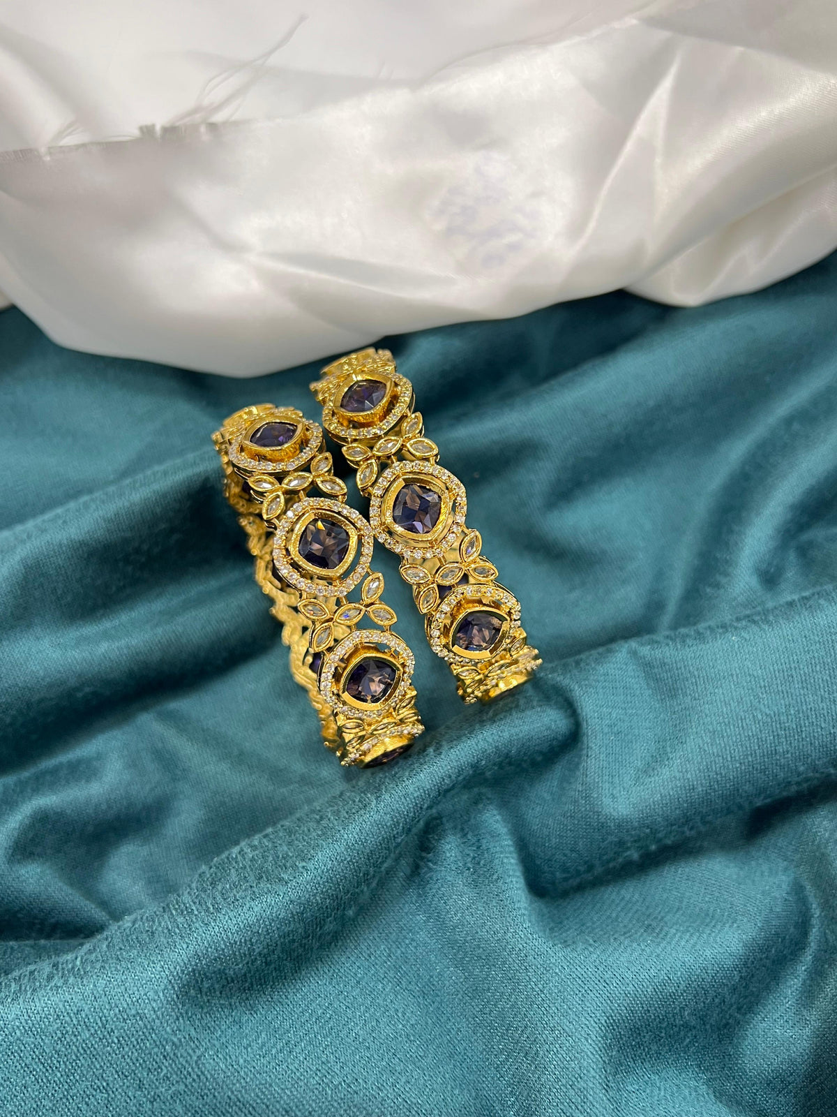 Premium Cutwork Stone Bangles Set of 2 | RARUS Jewels