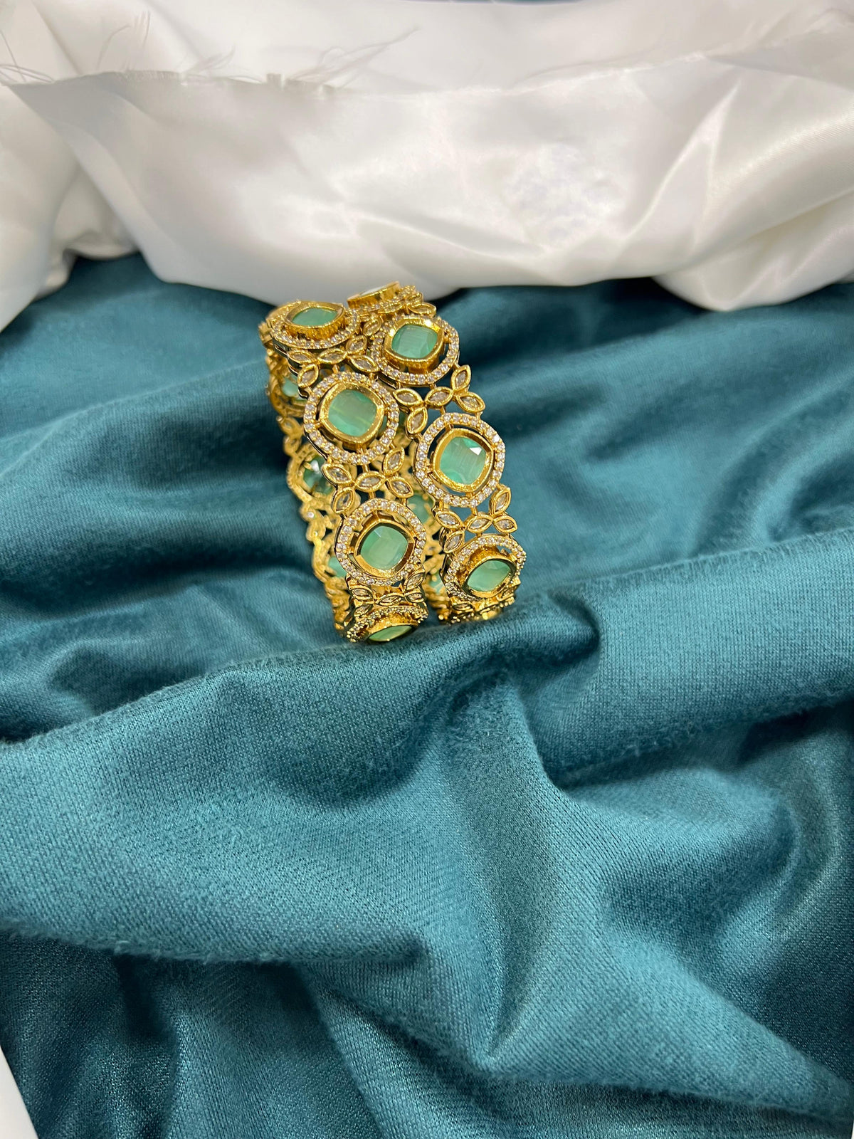 Premium Cutwork Stone Bangles Set of 2 | RARUS Jewels
