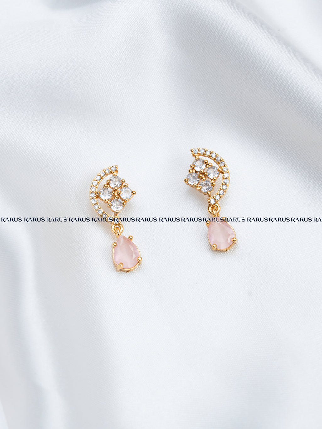 Rose Pink AD Stone Teardrop Necklace Set