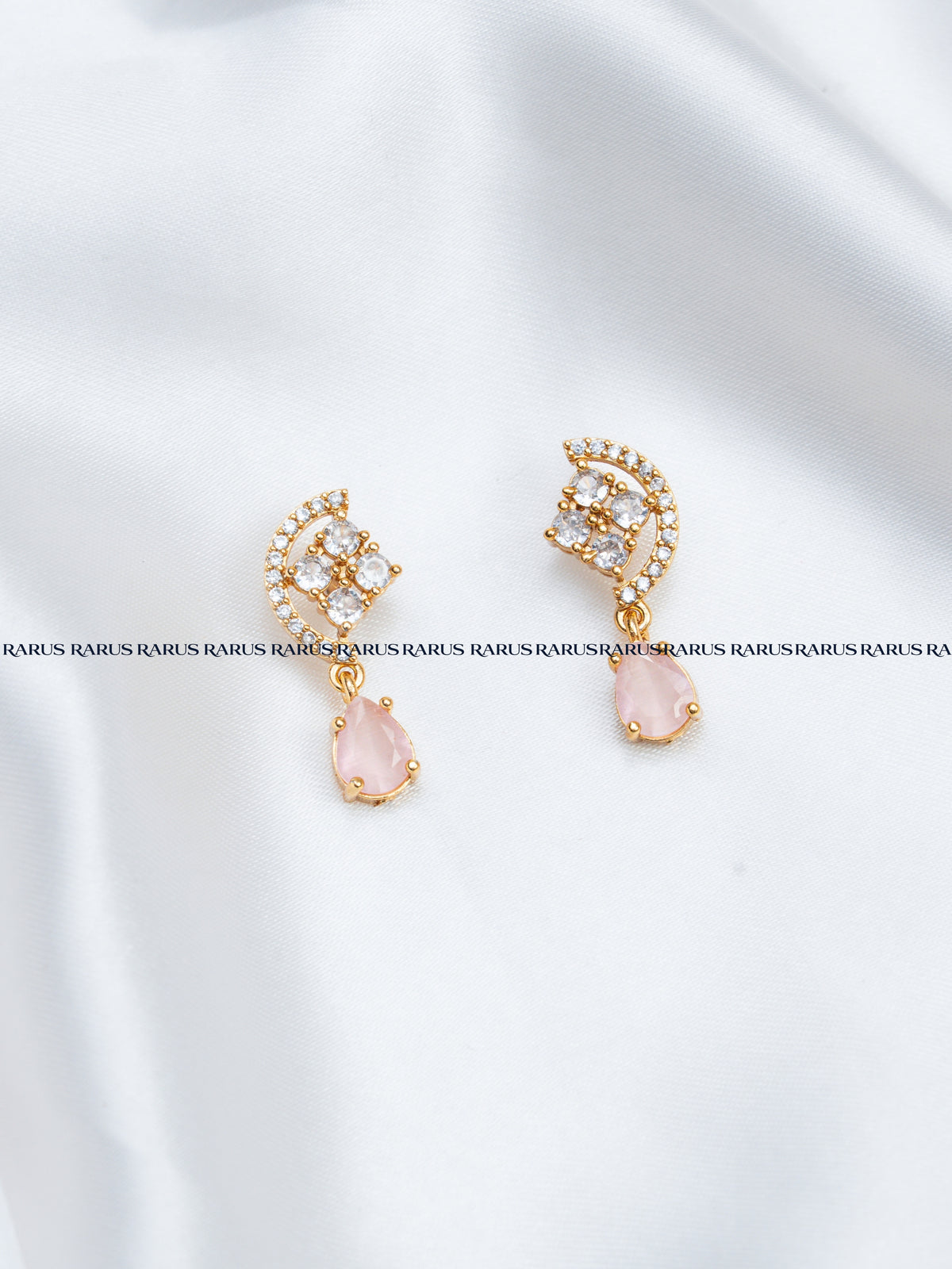 Rose Pink AD Stone Teardrop Necklace Set