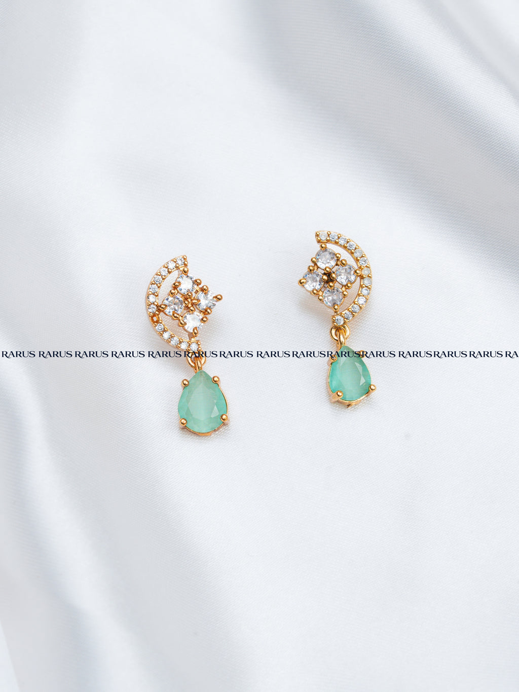 Mint Green AD Stone Teardrop Necklace Set