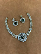 AD Stone Necklace Set with Floral Pendant & Earring Set | RARUS Jewels