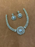 AD Stone Necklace Set with Floral Pendant & Earring Set | RARUS Jewels