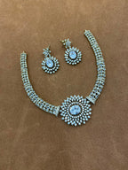 AD Stone Necklace Set with Floral Pendant & Earring Set | RARUS Jewels