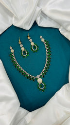AD Stone Necklace Set with Floral Cluster Pendant & Earrings | RARUS Jewels