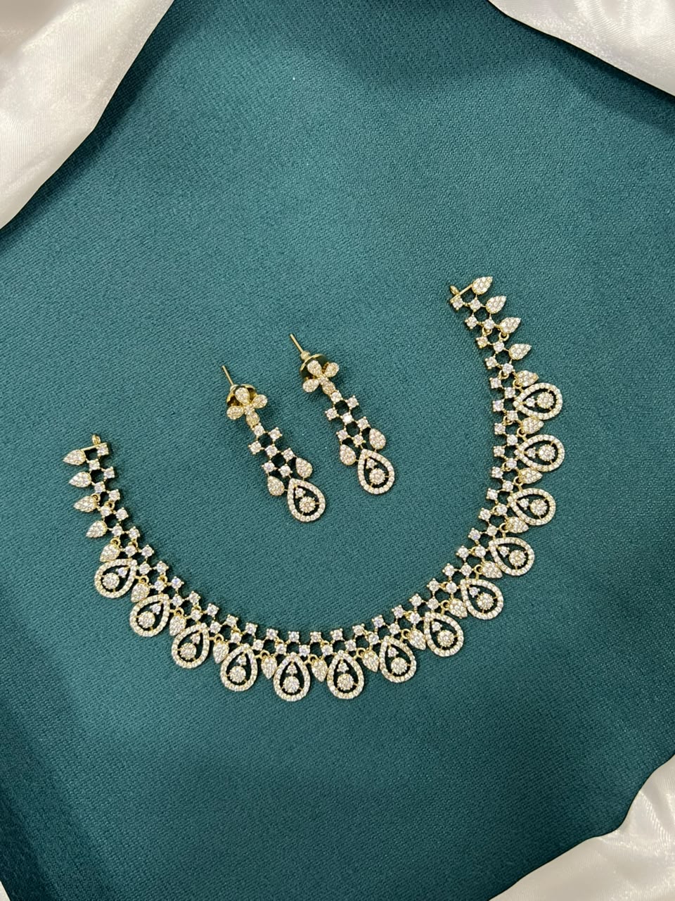 AD Stone Diamond Look Necklace Set with Earrings | RARUS Jewels