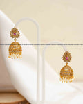 AD Stone Jhumka Earrings with Pearl Drops – Ruby